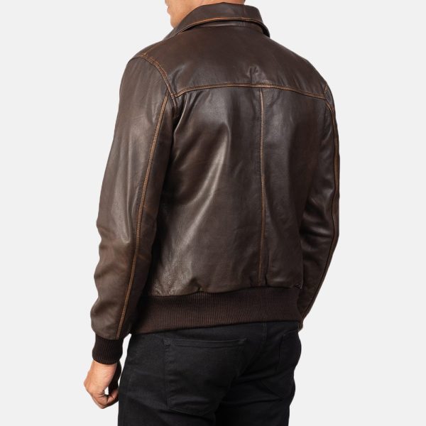 Aaron Brown Leather Bomber Jacket - Image 3