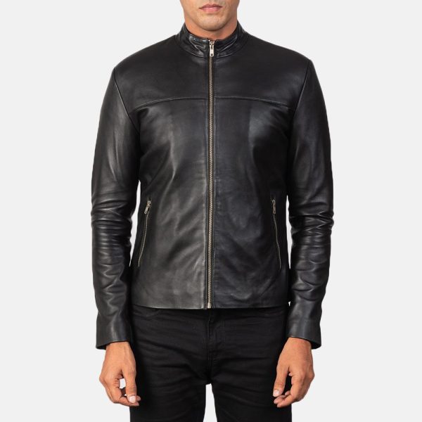 Adornica Black Leather Biker Jacket - Image 3