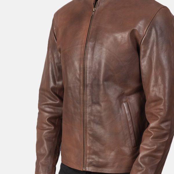 Alex Brown Leather Biker Jacket - Image 3