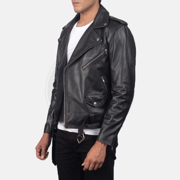 Allaric Alley Black Leather Biker Jacket - Image 2