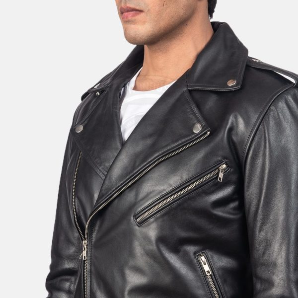 Allaric Alley Black Leather Biker Jacket - Image 4