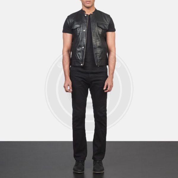 Atlas Moto Black Leather Vest - Image 5