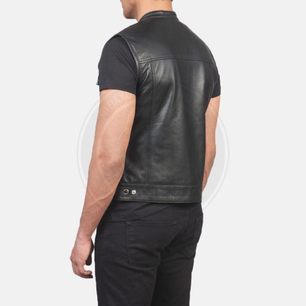 Atlas Moto Black Leather Vest - Image 2