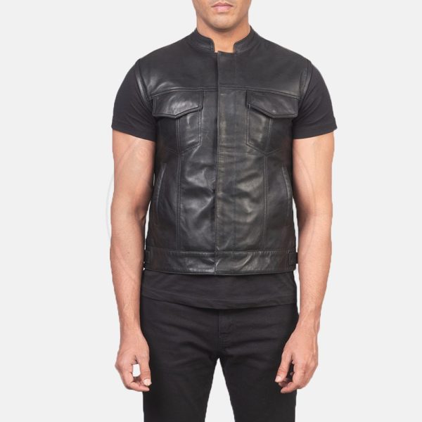 Atlas Moto Black Leather Vest