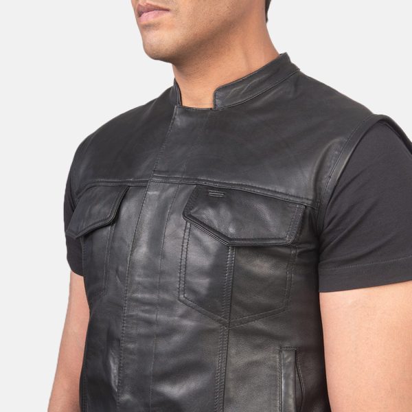 Atlas Moto Black Leather Vest - Image 4