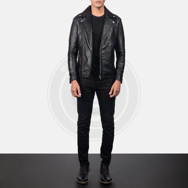 Noah Black Leather Biker Jacket - Image 3