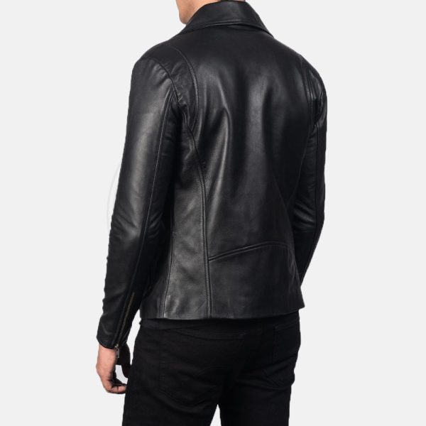 Noah Black Leather Biker Jacket - Image 4