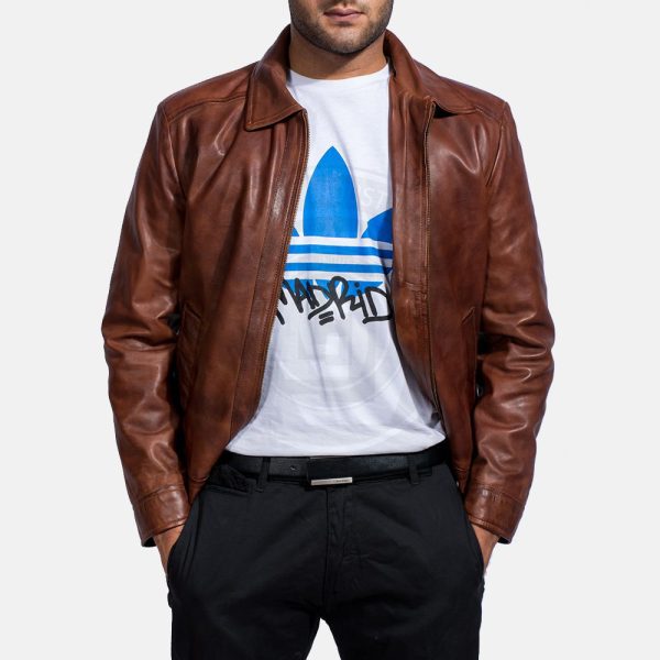 Inferno Brown Leather Jacket For Men - Image 3