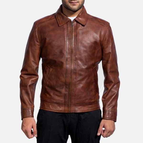 Inferno Brown Leather Jacket For Men