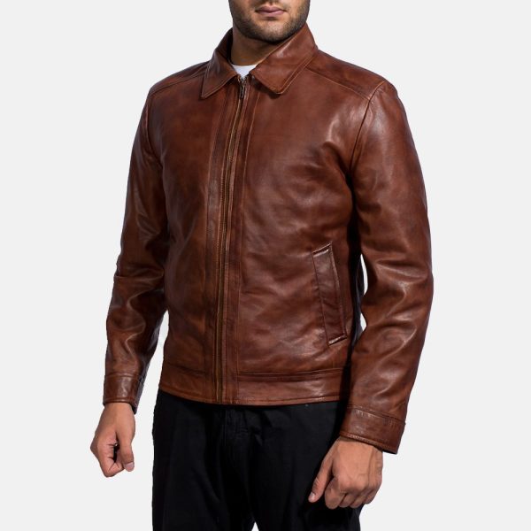 Inferno Brown Leather Jacket For Men - Image 2