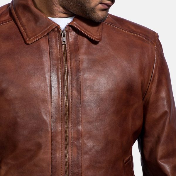 Inferno Brown Leather Jacket For Men - Image 4