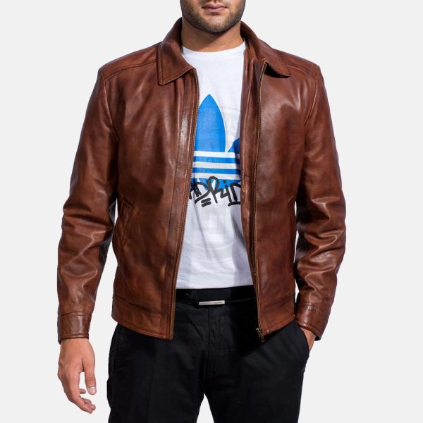 Inferno Brown Leather Jacket For Men - Image 5